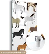 MuchoWow® Glasschilderij 40x60 cm - Schilderij acrylglas - Paarden - Wit - Stippen - Meisjes - Kinderen - Meiden - Foto op glas - Schilderijen