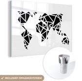 Wereldkaart noir et blanc - Art - Artistique - Plexiglas 90x60 cm