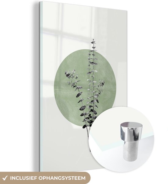 MuchoWow® Glasschilderij 40x60 cm - Schilderij acrylglas - Groen - Planten - Natuur - Abstract - Foto op glas - Schilderijen