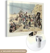 MuchoWow® Glasschilderij 40x30 cm - Schilderij acrylglas - Illustratie van Napoleon Bonaparte die in Egypte staat - Foto op glas - Schilderijen