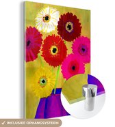 MuchoWow® Glasschilderij 30x40 cm - Schilderij acrylglas - Schilderij van bloemen in een vaas - Foto op glas - Schilderijen