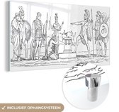 MuchoWow® Peinture sur verre - Une illustration antique de personnages mythologiques grecs dont Ajax - 80x40 cm - Peintures sur verre acrylique - Photo sur Glas