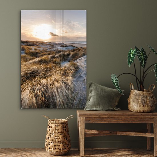 MuchoWow® Peinture sur verre 80x120 cm - Peinture sur verre acrylique - Plage - Mer - Scheveningen - Nederland - Photo sur verre - Peintures