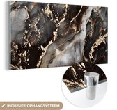MuchoWow® Glasschilderij 80x40 cm - Schilderij glas - Marmer - Goud - Glitter - Luxe - Foto op acrylglas - Schilderijen