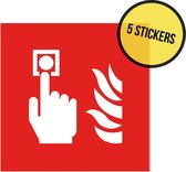 Pictogram/ sticker | 10 x 10 cm | Brandalarm knop | Noodgeval | Openbaar gebouw | Brandweer | Noodsituatie | Drukknop | Alarm | Brandalarm | Alarmcentrale | Brand | 5 stuks