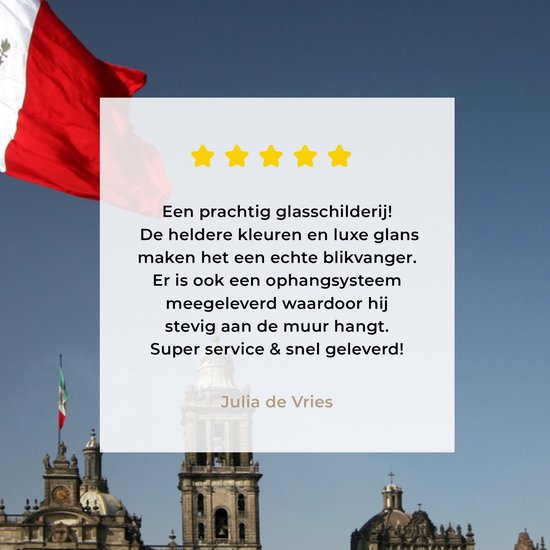 Cathédrale de Mexico et le drapeau mexicain Plexiglas 120x80 cm - Tirage photo sur Glas (décoration murale en plexiglas)