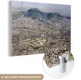 MuchoWow® Glasschilderij 180x120 cm - Schilderij acrylglas - Uitzicht vanuit de lucht over Mexico-stad - Foto op glas - Schilderijen