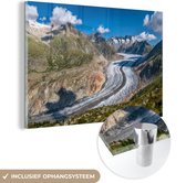 MuchoWow® Glasschilderij 90x60 cm - Schilderij acrylglas - De Aletschgletsjer bij de Zwitserse Alpen - Foto op glas - Schilderijen