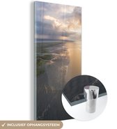 MuchoWow® Glasschilderij 40x80 cm - Schilderij acrylglas - Waddeneilanden - Water - Lucht - Foto op glas - Schilderijen