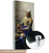 MuchoWow® Glasschilderij 20x40 cm - Schilderij acrylglas - Het melkmeisje - Johannes Vermeer - Foto op glas - Schilderijen