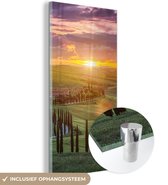 MuchoWow® Glasschilderij 80x160 cm - Schilderij acrylglas - Italië - Zonsondergang - Toscane - Foto op glas - Schilderijen