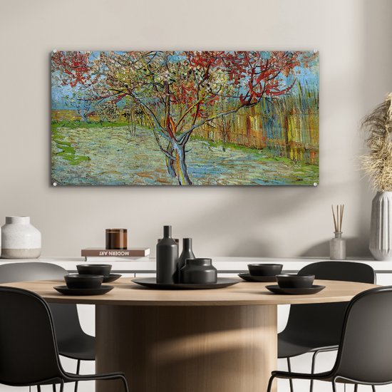 MuchoWow® Peinture sur Verre - Le Pêcher Rose - Vincent van Gogh - 80x40 cm - Peintures Acrylique - Photo sur Glas