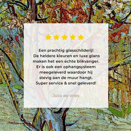 MuchoWow® Peinture sur Verre - Le Pêcher Rose - Vincent van Gogh - 80x40 cm - Peintures Acrylique - Photo sur Glas