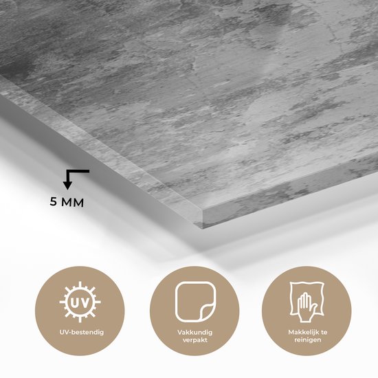 MuchoWow® Peinture sur Verre - Zwart - Pierre - Wit - Industriel - 40x80 cm - Peintures sur Verre Peintures - Photo sur Glas