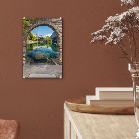 MuchoWow® Peinture sur verre 20x30 cm - Tableau acrylique verre - Perspective - Berg - Paysage - Eau - Photo sur verre - Décoration murale salon - Décoration murale chambre - Tableaux