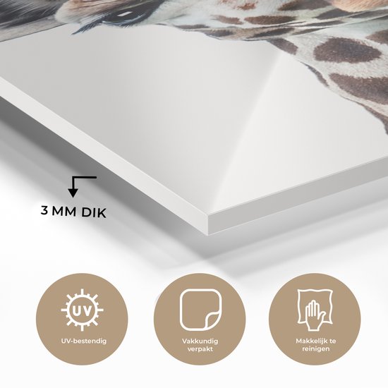 MuchoWow® Peinture sur verre 20x40 cm - Peinture sur verre acrylique - Garçons - Girafe - Animaux - Tête - Portrait - Enfant - Filles - Photo sur verre - Peintures