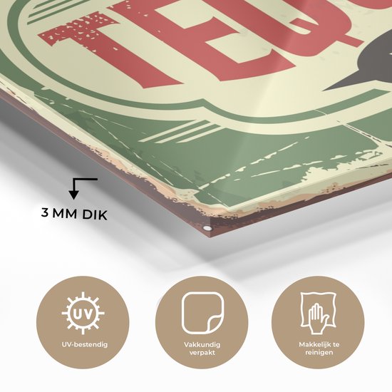 MuchoWow® Peinture sur Verre - Tequila - Vintage - Billboard - 40x30 cm - Peintures sur Verre Acrylique - Photo sur Glas