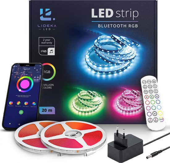 Lideka® Smart LED strip 20 meter - 2x10 - RGB - Verlichting - 360 kristal  heldere SMD... | bol.com