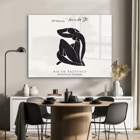 MuchoWow® Peinture sur verre 120x90 cm - Peinture sur verre acrylique - Femme - Abstrait - Zwart - Henri Matisse - Photo sur verre - Peintures