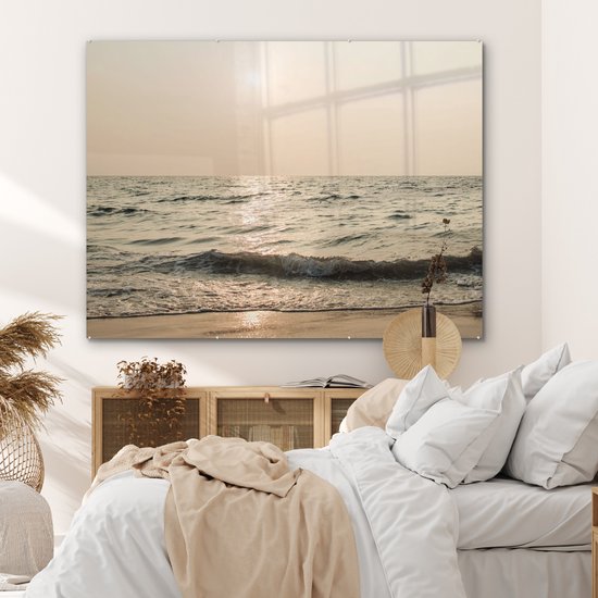 MuchoWow® Peinture sur Verre - Mer - Plage - Soleil - 160x120 cm - Peintures sur Verre Acrylique - Photo sur Glas
