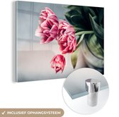 MuchoWow® Peinture sur Verre - Fleurs - Tulipes - Rose - 180x120 cm - Peintures sur Verre Peintures - Photo sur Glas