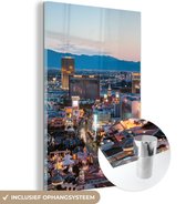 MuchoWow® Glasschilderij 40x60 cm - Schilderij glas - Las Vegas - Strip - Avond - Foto op acrylglas - Schilderijen