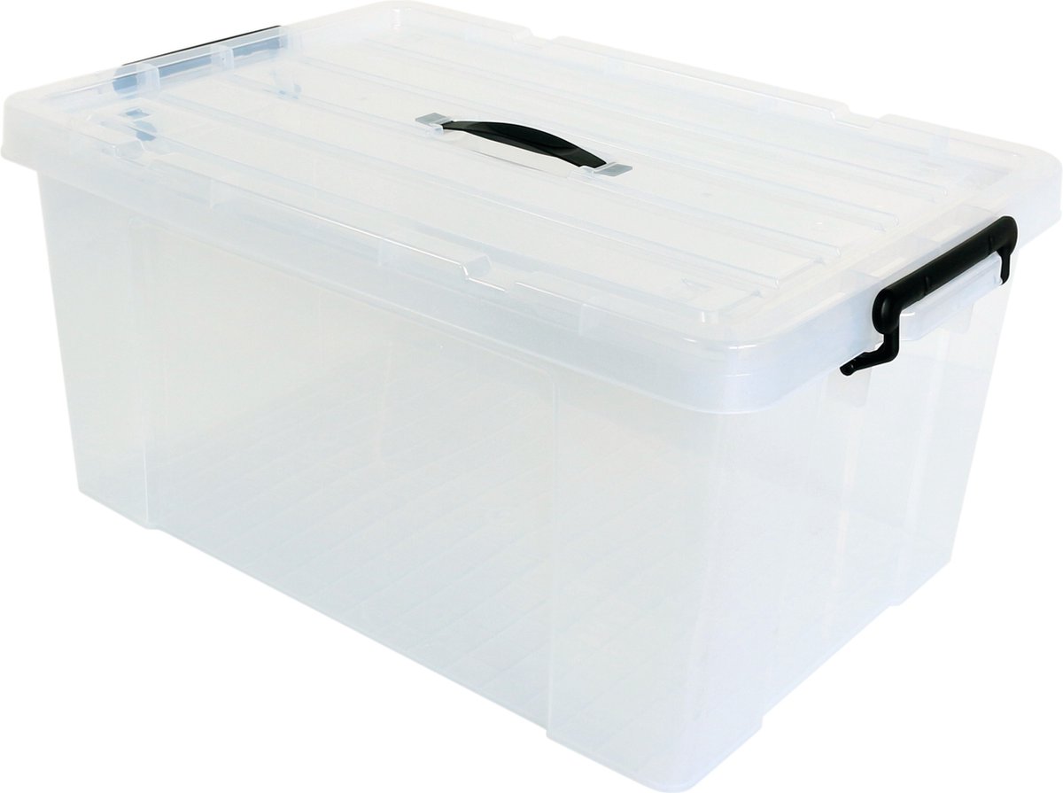 Alpac Opbergbox - Opbergbox met deksel - Opbergdoos - 65 Liter - 660 x 450 x 305 mm - Transparant