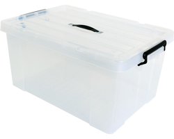 Alpac Opbergbox - Opbergbox met deksel - Opbergdoos - 65 Liter - 660 x 450 x 305 mm - Transparant