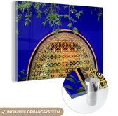 Maison peinte en bleu dans le jardin marocain Majorelle Plexiglas 60x40 cm - Tirage photo sur Glas (décoration murale plexiglas)
