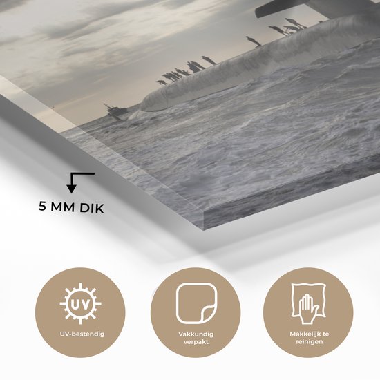 MuchoWow® Peinture sur verre 180x120 cm - Peinture sur verre acrylique - Amérique - Zwart - Wit - Sous-marin - Photo sur verre - Peintures