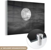 MuchoWow® Glasschilderij 180x120 cm - Schilderij acrylglas - Maan - Lucht - Wolken - Foto op glas - Schilderijen