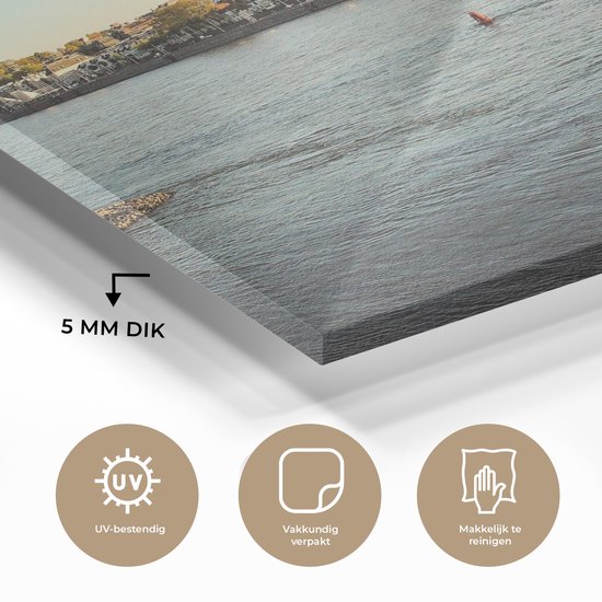 Rivière Waal et Nimègue en arrière-plan Plexiglas 80x60 cm - Tirage photo sur Glas (décoration murale en plexiglas)