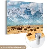 MuchoWow® Glasschilderij 180x120 cm - Schilderij acrylglas - Amerika - Yellowstone - Wyoming - Foto op glas - Schilderijen