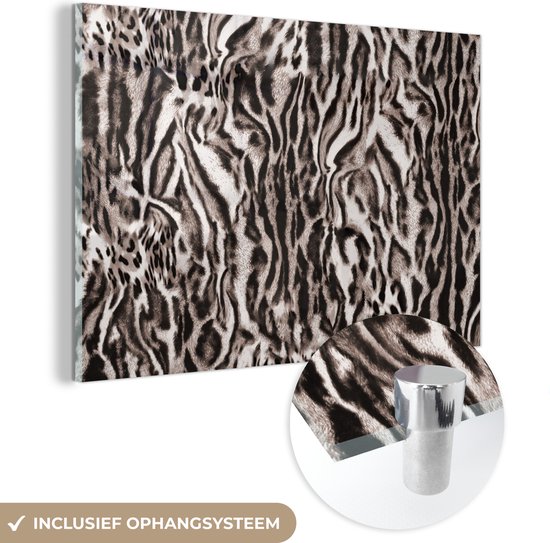 MuchoWow® Peinture sur verre 60x40 cm - Peinture sur verre acrylique - Impression panthère - Marron - Abstrait - Photo sur verre - Peintures