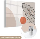 MuchoWow® Glasschilderij 120x80 cm - Schilderij acrylglas - Zomer - Oranje - Blad - Foto op glas - Schilderijen