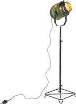 QAZQA Industriële vloerlamp brons met groen 140 cm - Byron