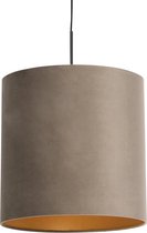 QAZQA combi - Landelijke Hanglamp met kap - 1 lichts - Ø 400 mm - Taupe - Woonkamer | Slaapkamer | Keuken
