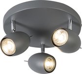 QAZQA egg - Moderne Plafondlamp - 3 lichts - Ø 255 mm - Antraciet -  Woonkamer | Slaapkamer | Keuken