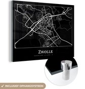 MuchoWow® Glasschilderij 120x90 cm - Schilderij acrylglas - Stadskaart - Kaart - Zwolle - Plattegrond - Foto op glas - Schilderijen