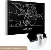 MuchoWow® Glasschilderij 60x40 cm - Schilderij acrylglas - Stadskaart - Arnhem - Plattegrond - Kaart - Foto op glas - Schilderijen