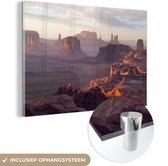 MuchoWow® Glasschilderij 120x80 cm - Schilderij acrylglas - De Hunt's Mesa Grand Canyon - Foto op glas - Schilderijen