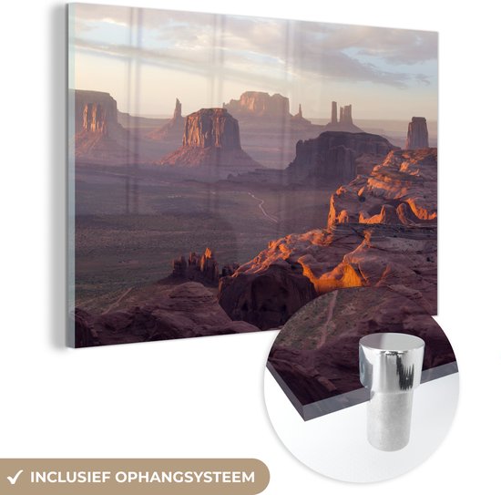 MuchoWow® Glasschilderij 120x80 cm - Schilderij acrylglas - De Hunt's Mesa Grand Canyon - Foto op glas - Schilderijen
