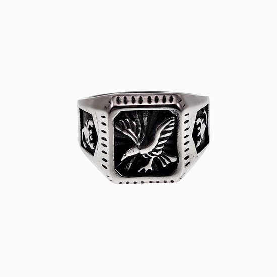 Ring pour homme Design Aigle et Scorpion Acier Argent