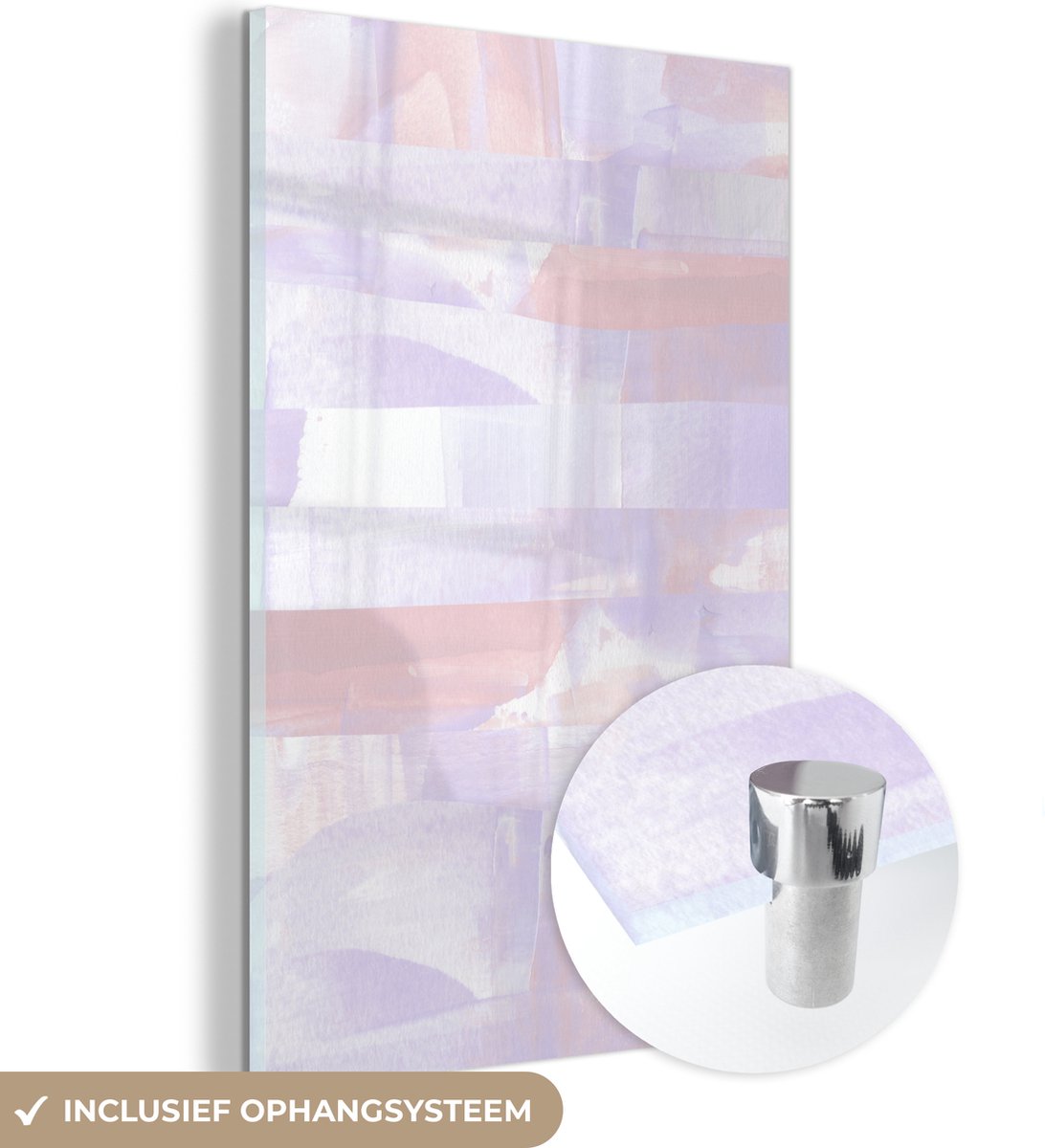 MuchoWow® Glasschilderij 40x60 cm - Schilderij acrylglas - Pastel - Verf - Design - Foto op glas - Schilderijen