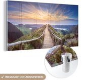 MuchoWow® Peinture sur verre 40x20 cm - Peinture sur verre acrylique - Montagnes - Nature - Chemin - Photo sur verre - Peintures