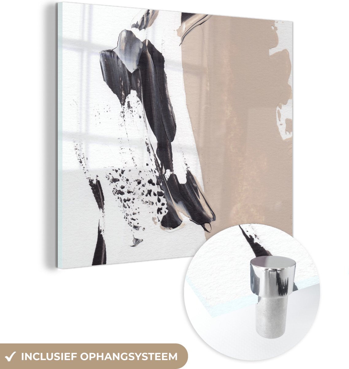 MuchoWow® Glasschilderij 50x50 cm - Schilderij acrylglas - Verf - Design - Abstract - Foto op glas - Schilderijen