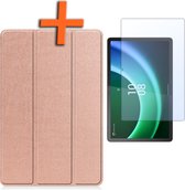 Hoes Geschikt voor Lenovo Tab P11 (2e Gen) Hoes Tri-fold Tablet Hoesje Case Met Screenprotector - Hoesje Geschikt voor Lenovo Tab P11 (2nd Gen) Hoesje Hardcover Bookcase - Rosé goud