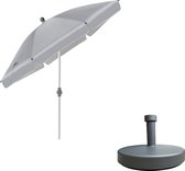 StokParasol Lichtgrijs 200 cm met Bijpassende Vulbare Parasolvoet