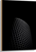 Hout - Abstract Gebouw van Zwarte Vakken - 60x90 cm - 9 mm dik - Foto op Hout (Met Ophangsysteem)