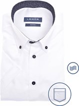 Ledub modern fit overhemd - korte mouw - wit - Strijkvriendelijk - Boordmaat: 43